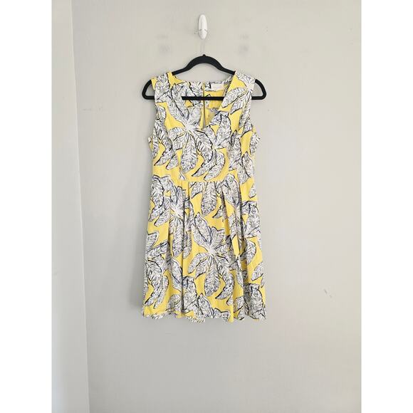 Anthropologie Melloday Yellow Leaf Dress M - Picture 3 of 4